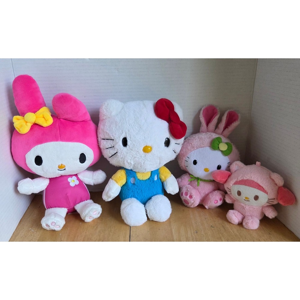 Sanrio Plush Lot of 4 Hello Kitty My Melody Mattel Ty Beanie Baby Cat Costume